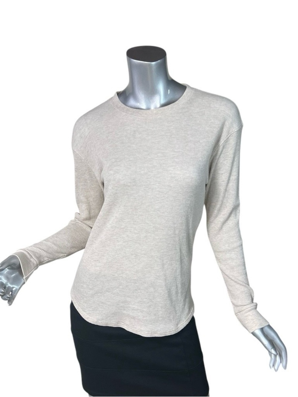 Time & Tru Women’s Small Beige Thermal Long Sleeve Crew Neck Shirt